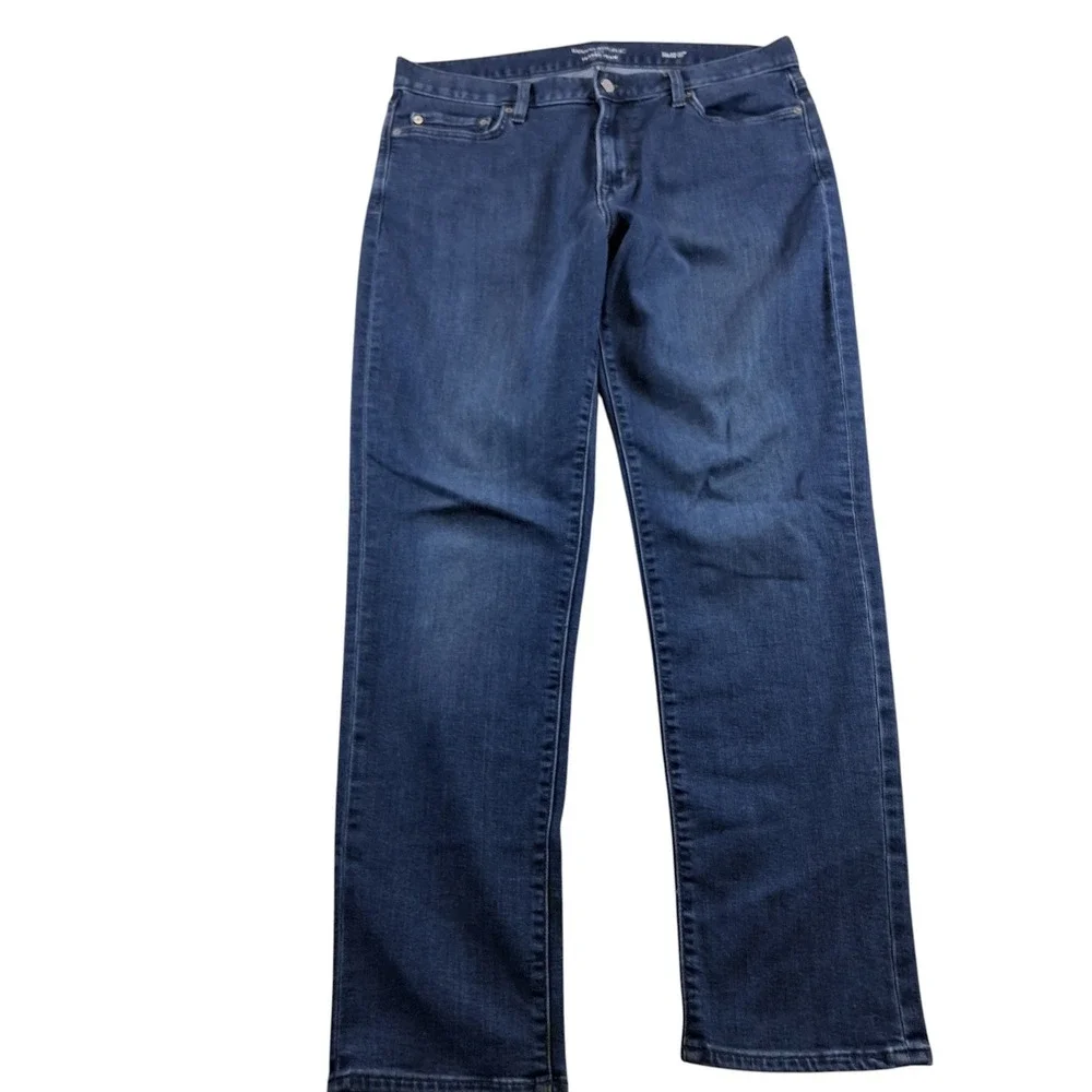Banana Republic Travel Jean Mens‎ 34x32 Slim Fit Blue Dark Wash Stretch Denim